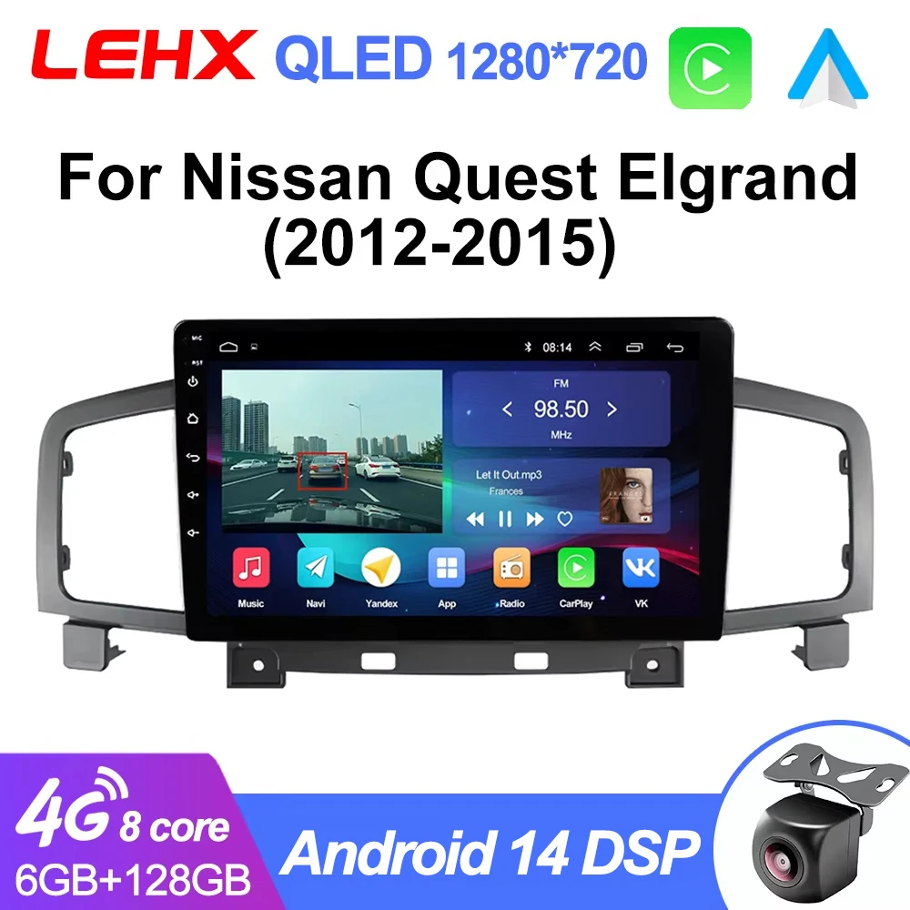 LEHX L6Pro 4G Android 14 Carplay 2din For Nissan Quest Elgrand 2012 - 2015 Car Radio Multimedia Stereo GPS Headunit  Autoradio