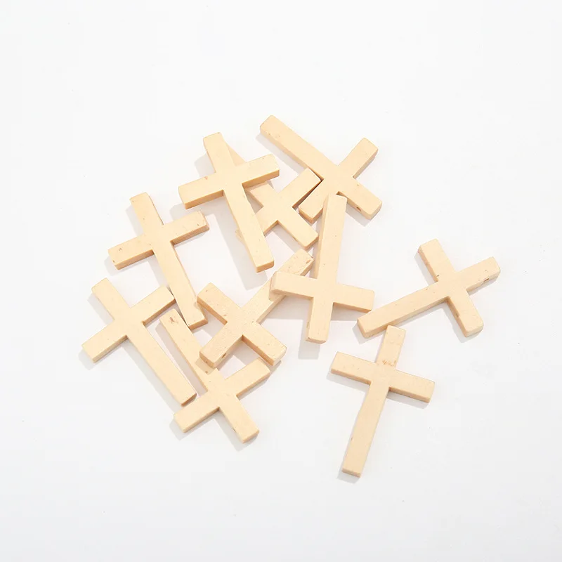 5Pcs 4X3ซม.ข้ามไม้จี้หัตถกรรม DIY Handmade ไม้ผลิตภัณฑ์ตกแต่งอุปกรณ์เสริม