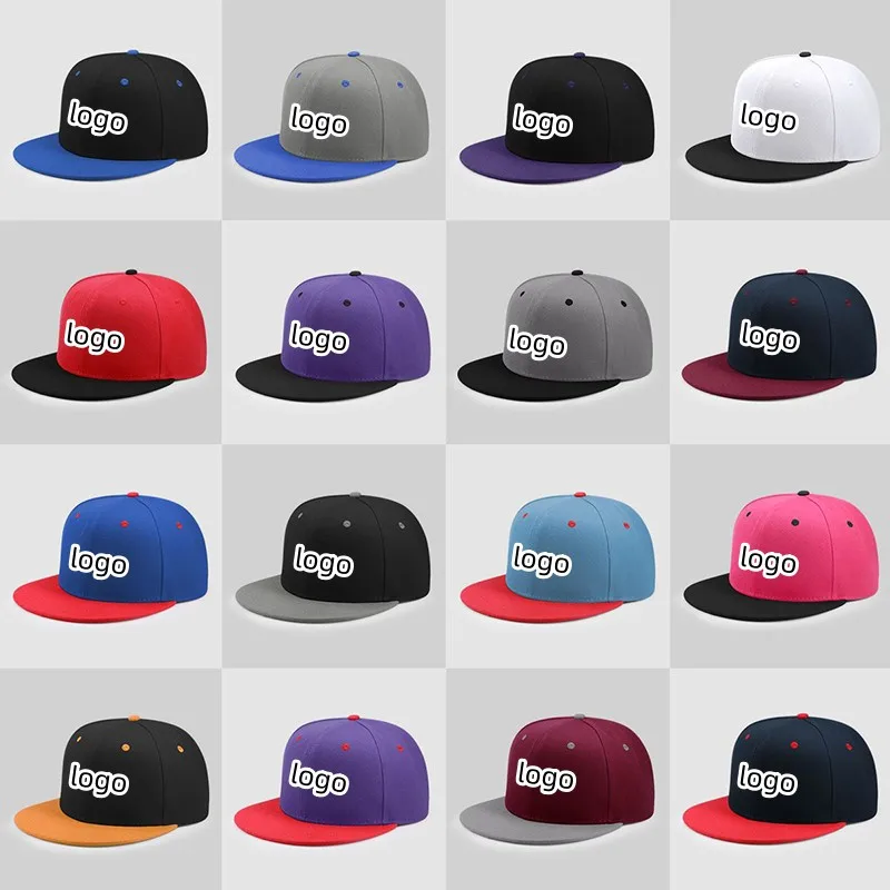 Custom Embroidery or Printing Logo Adult Flat Brim Trucker Hats Hip Hop Sport Baseball Caps For Wen and Women Snapback Hats