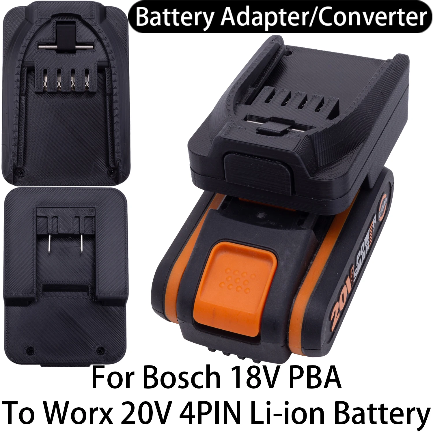 Battery Adapter for Bosch 18V PBA Li-ion Tool to Worx 20V 4PIN Li-ion Battery Adapter Converter Power Tool Accessory