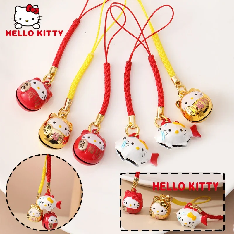 Sanrio Hello Kitty Bells wisiorek breloczek kreskówka Anime charmsy do telefonu dziewczynka do torby samochodu wisiorki akcesoria do wystroju wnętrz