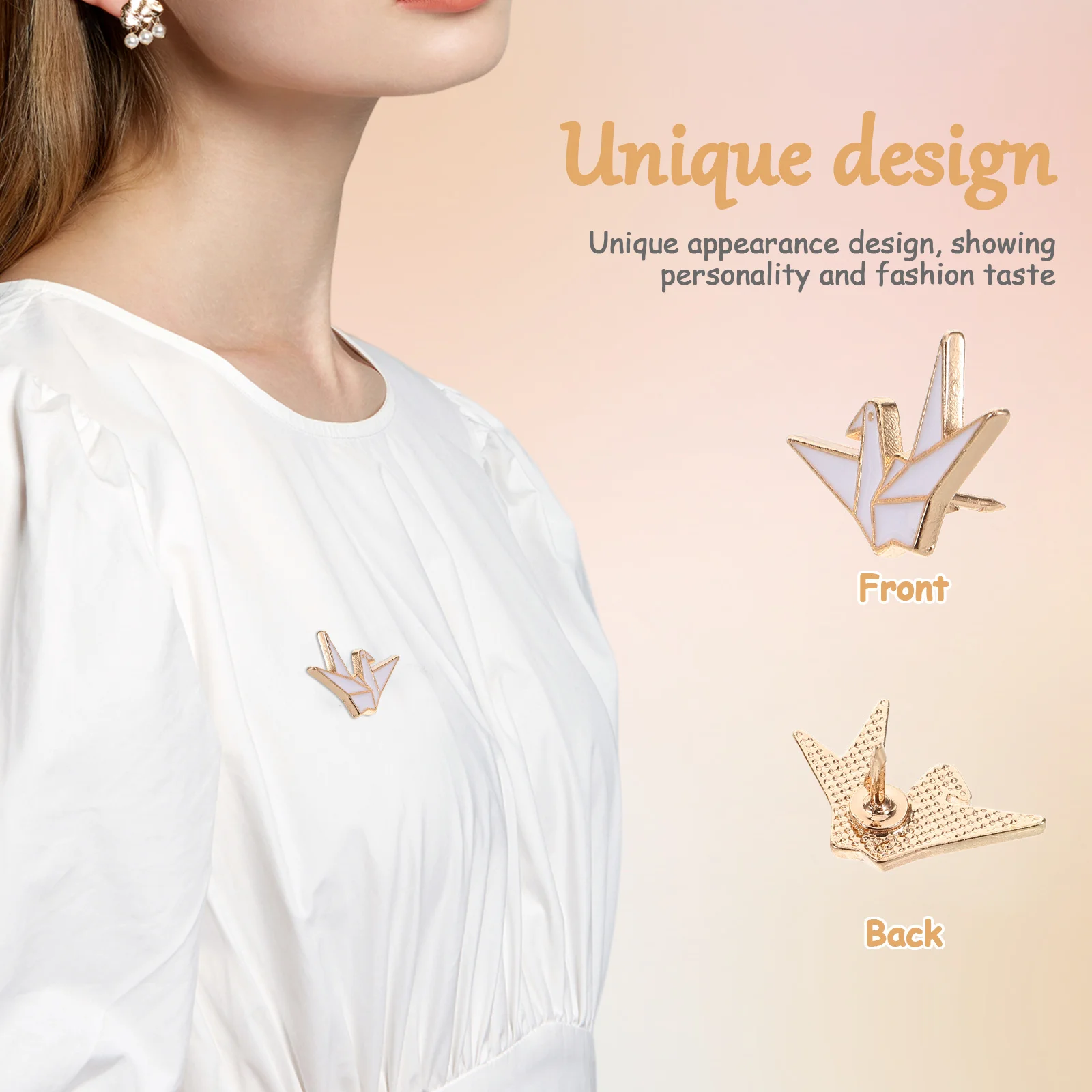 

4 pcs Origami Crane Brooch Pin Metal Zinc Alloy Badge Lapel Pins For Women Fashion Jewelry Backpack Decor Aesthetic Craft