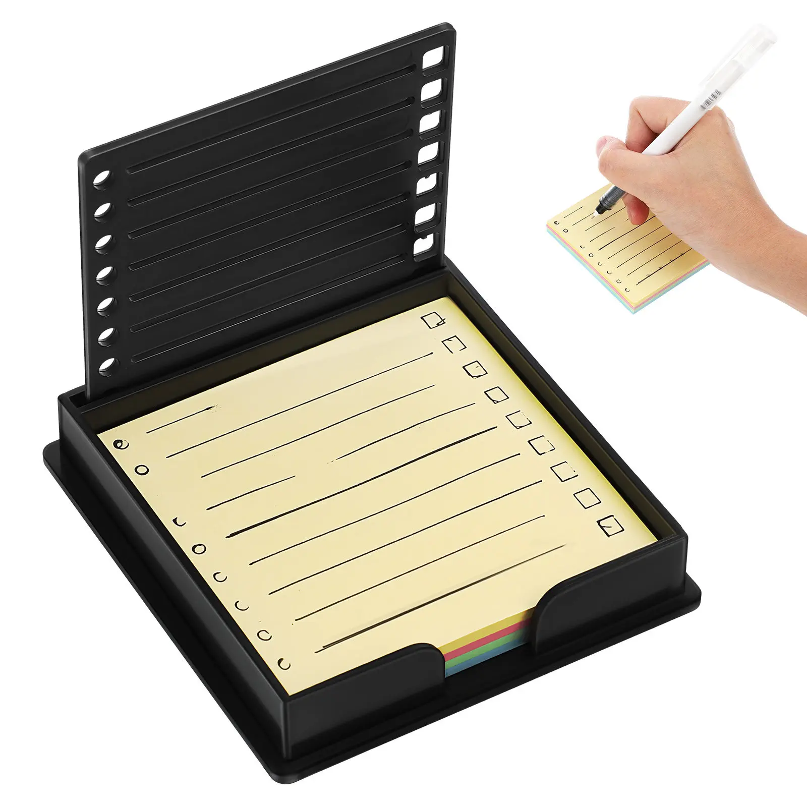 1Set Memo Note Template Holder Organizer Line Drawings Checkboxes Desk Office Study Home Teacher Notepad
