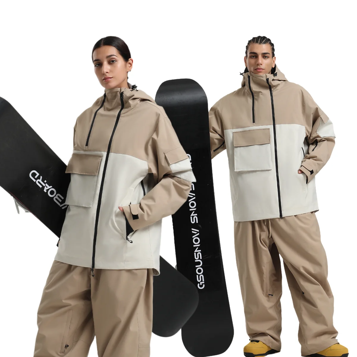 เสื้อสกีกันน้ำกันลมระบายอากาศได้ดี Gsou Snow รุ่นใหม่สำหรับฤดูหนาว เสื้อสกีแบบมีฮู้ดซิปแบบไม่สมมาตรสำหรับฤดูหนาว  สำหรับทั้งชายและหญิง