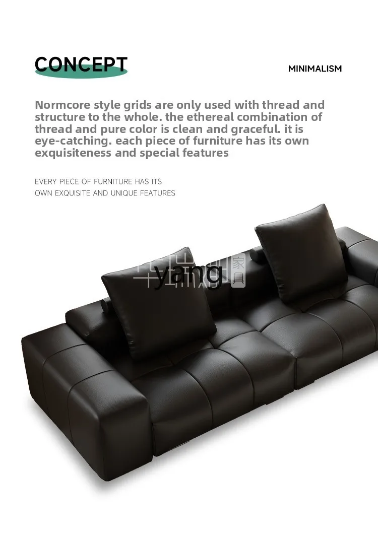 LH  minimalist leather sofa living room small apartment module straight row sofa