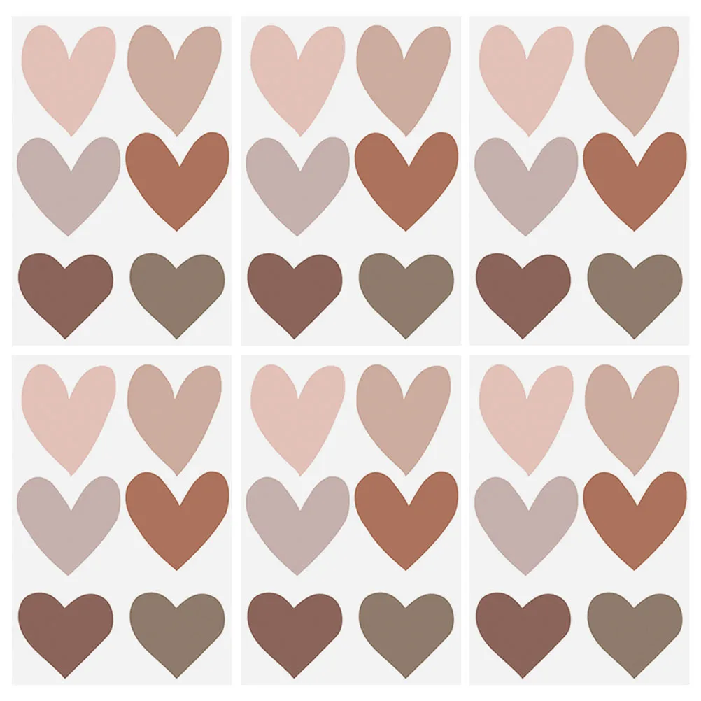 

6 Sheets Loving Heart Decal Waterproof PVC Wall Sticker for Room Decor Easy Apply Remove Home Decorative DIY Background