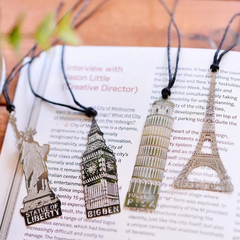 1 Piece Paris Eiffel Tower Bookmark Statue of Liberty Big Ben Metal Stationery School Office Supply Teacher Gift Paris Creative