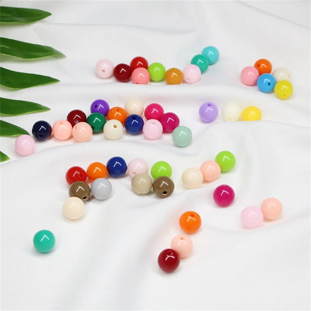 Palline sciolte 500g perline rotonde acriliche Color caramella 6mm 8mm 10mm 12mm 14mm 16mm 20mm perline distanziatrici per cucito e creazione di