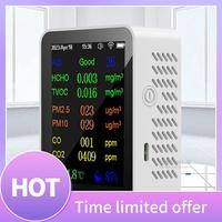 ABFN-CO2 Monitor Air Quality Monitor Plastic 12 In 1 With Time/ Date Display WIFI PM2.5 PM10 CO CO2 TVOC HCHO AQI Tester,Black