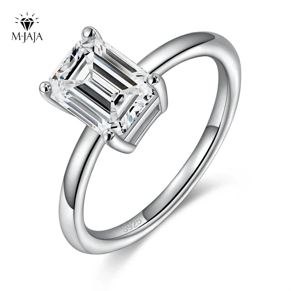 

M-JAJA Moissanite Engagement Ring for Women 925 Sterling Silver 1CT/2CT Emerald Cut D VVS1 Lab Diamond Wedding Band Fine Jewelry