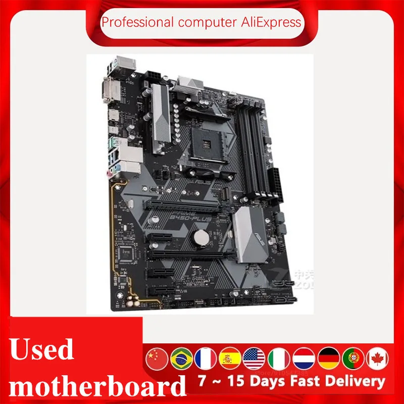 Para ASUS PRIME B450-PLUS placa base Socket AM4 DDR4 para AMD B450 PLUS placa base de escritorio Original placa base usada