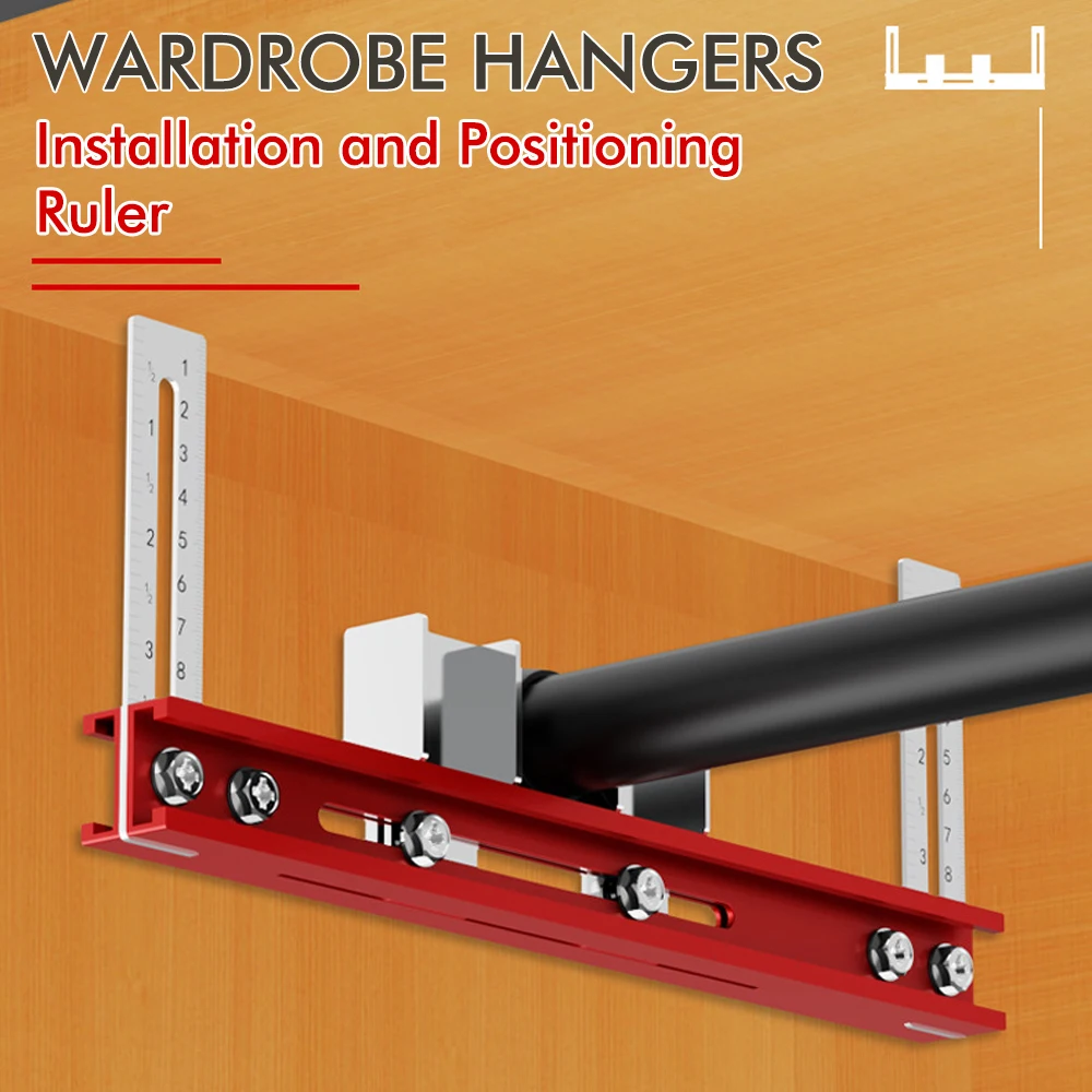 Aluminium Alloy Punching Positioning Ruler for Wardrobe Boom Installation Carpentry Drilling Locator Suspension Rod Install Tool