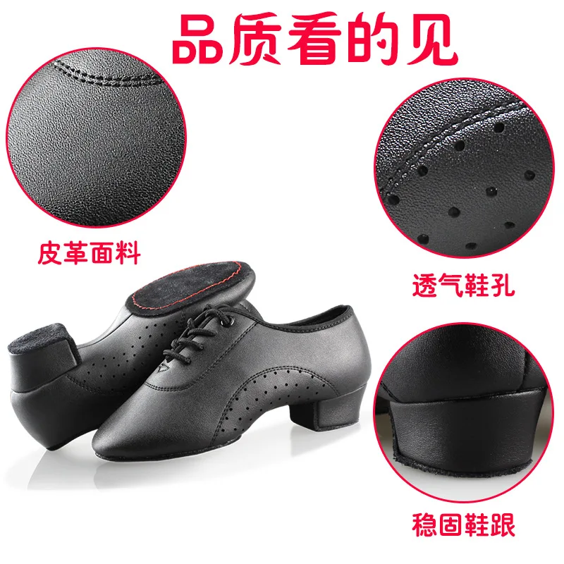 1pair/lot Men boy Latin Dance Shoes Black Low Heels Ballroom Dancing Shoes Tango Modern Jazz Shoes