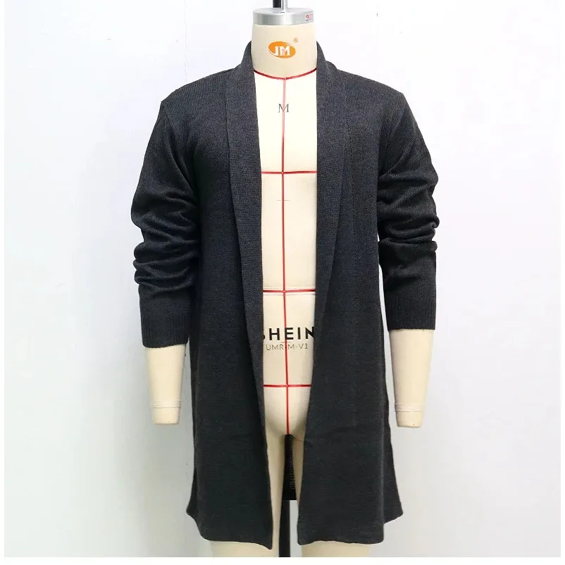 2024 Men's Knitwear Spring Autumn Solid Thin Knitted Long Cardigan for Men Casual Loose Long Wool Jacket Casual Long Sweaters