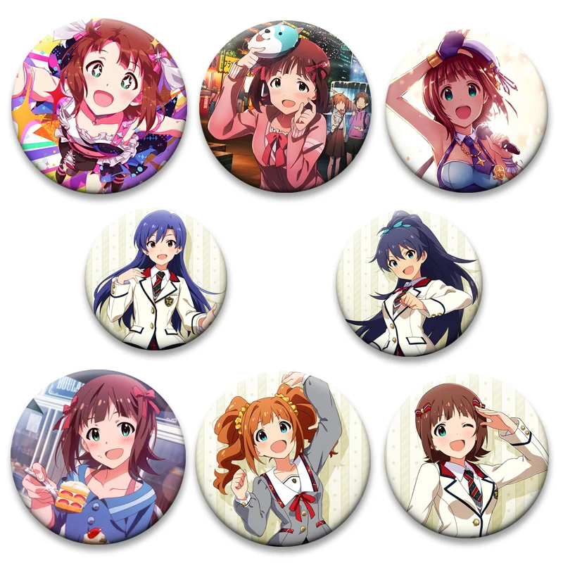 

The Idolm@ster Badge Cute Anime Girls Pins Haruka Amami,Chihaya Kisaragi,Yukiho Hagiwara,Yayoi Takatsuki Cartoon Brooches Decor