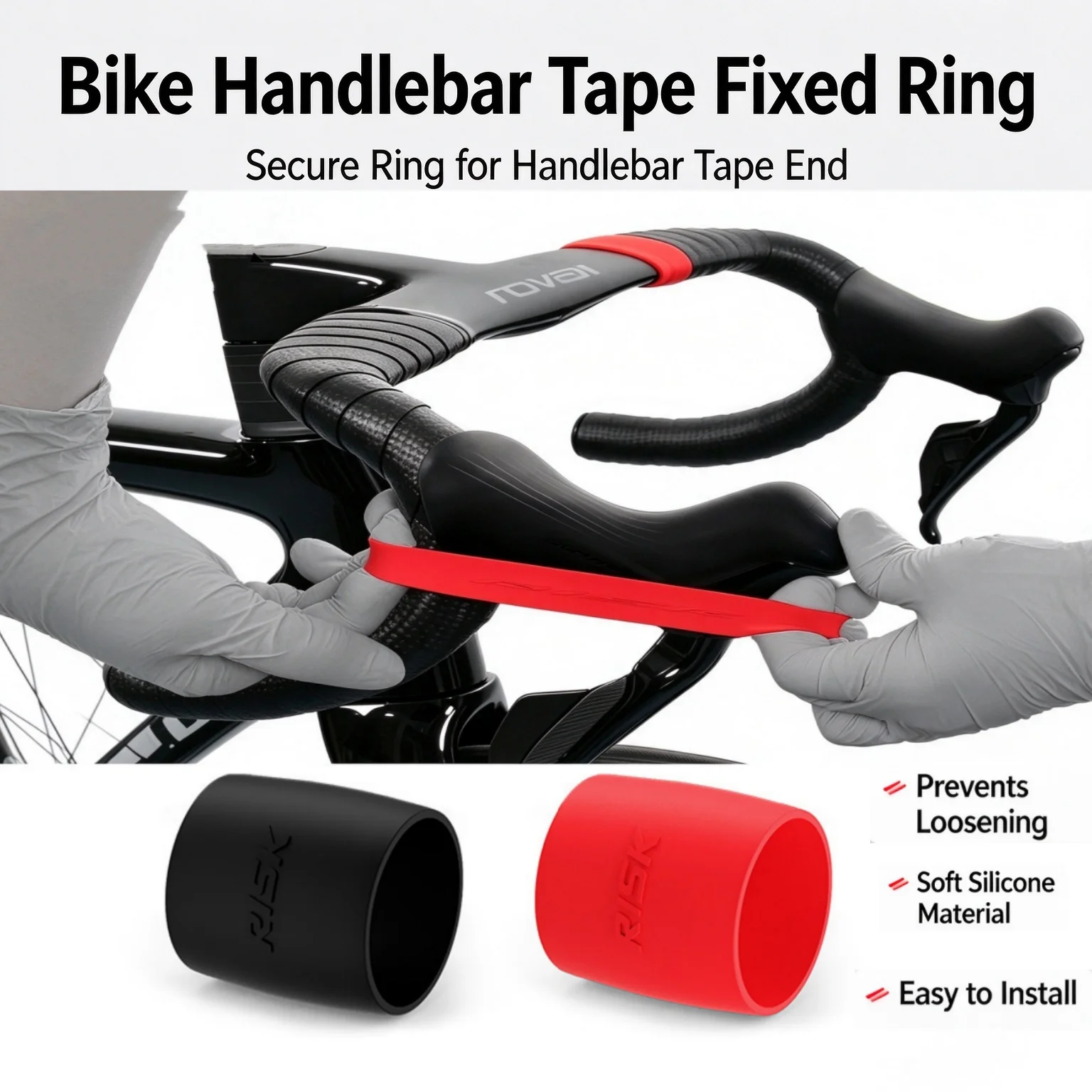 Bicycle Handlebar Tape Fixing Rings Silicone Anti Slip High Elastic Rubber Sleeve Road Mountain Bike Handlebar Installation