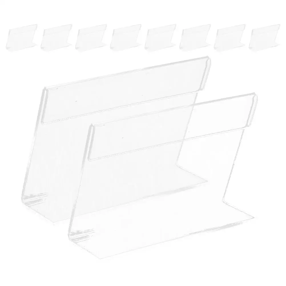 

10 Acrylic Price Tags L Shape Holders 4x2cm Clear Display Stands Wear Resistant Reusable Shelf Labels Supermarket Accessories