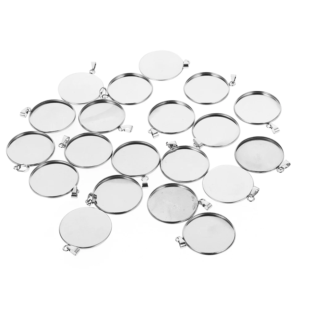 

30Pcs Time Cabochon Base Setting Stainless Steel Round Blank Pendant Trays for DIY Jewelry Making Craft Earrings Necklaces