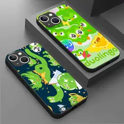 Mascot owl Duolingo Phone Case For iPhone 16 15 14 13 12 11 X XR XS 8 Plus Mini Pro Max Soft black Shockproof Cover
