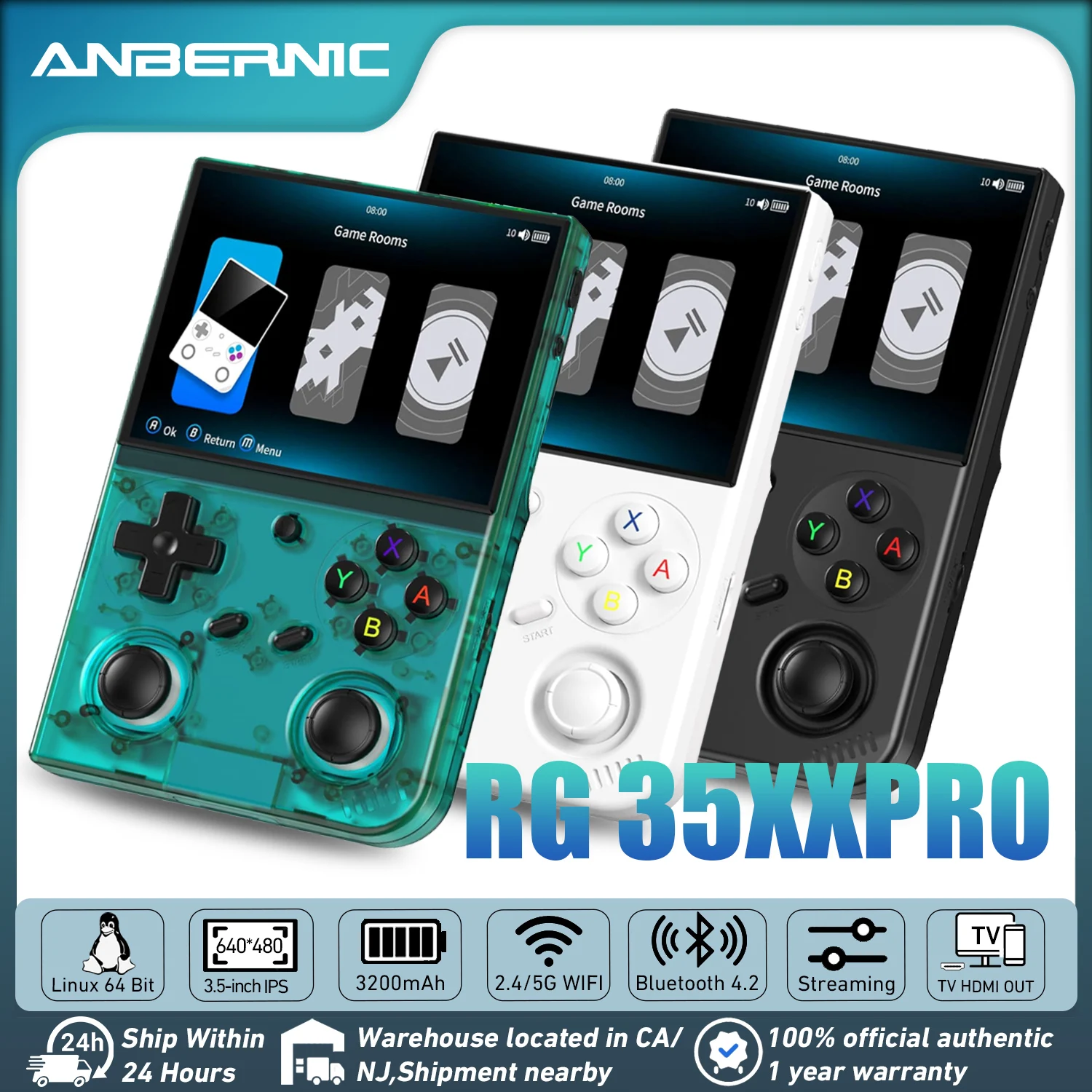 

Anbernic RG 35XXPRO Retro Handheld Game Console Linux 64 Bit 3.5 Inch IPS Screen Retro Gaming Player 3200mAH Support RixelHK