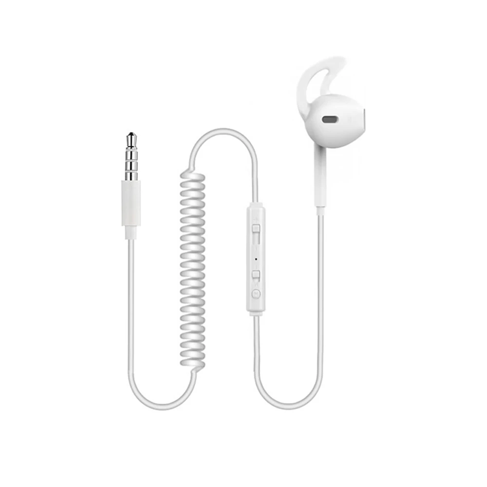 

Single Side Headphone 3.5mm Spring Earphones in Ear Wired Heavy Bass Earbuds for Mobile Phone MP3 Computer White