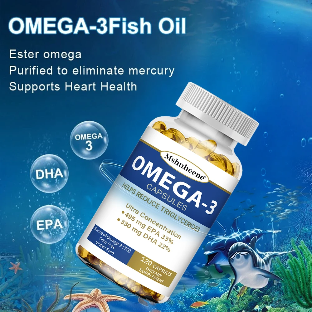 Triple Strength Omega 3 Fish Oil, EPA & DHA Rich, Heart Brain Eye Support, Skin Hair & Nervous System Health, High Absorption - view 3
