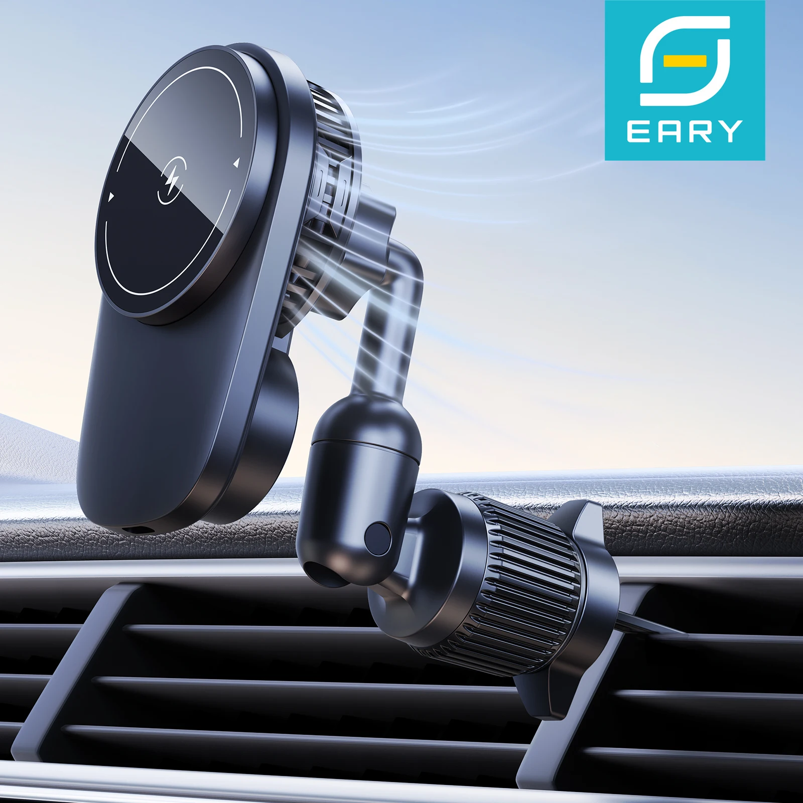 

Eary 15W Wireless Car Charger Stand Magnetic Cell Phone Holder Mount Air Vent 360°Rotating Bracket for iPhone Samsung Smartphone