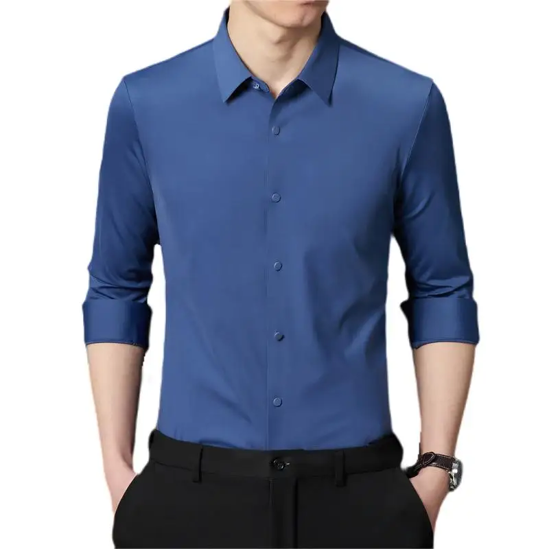 P-42 autumn new nylon-spandex four-sided stretch seamless shirt for men high luxury free ironing anti-wrinkle casual business me