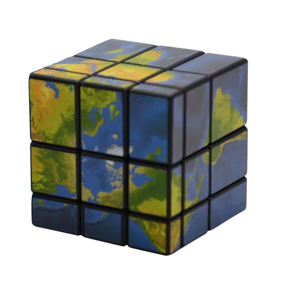 Lefun 3x3x3 Mirror Blocks Earth Map Sticker Magic Cube Puzzle Toy Speed Cube Cubo Magico Puzzles Antistress Toys