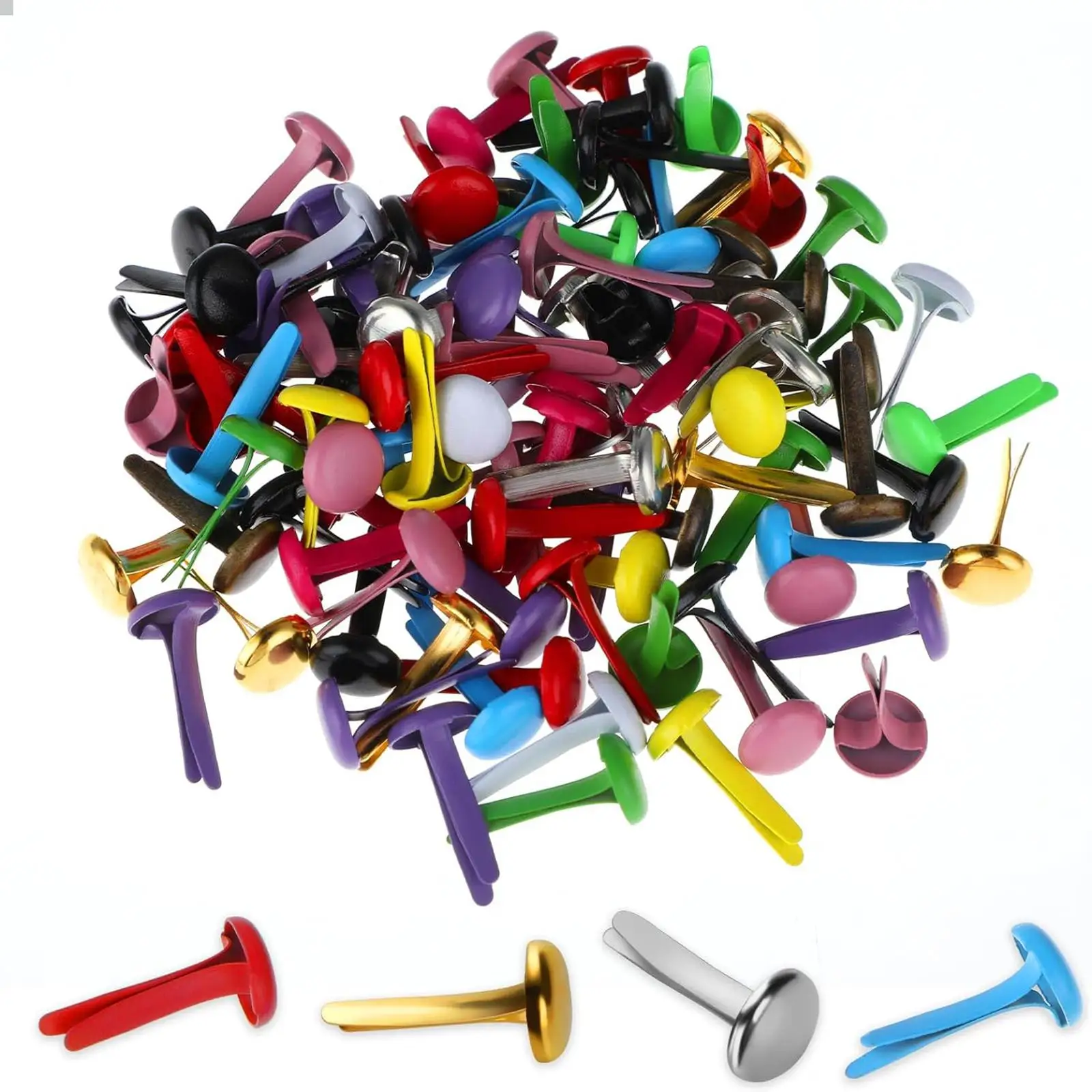 200pcs Mini Round Head Metal Clips Split Pins Paper Fasteners for Paper Craft