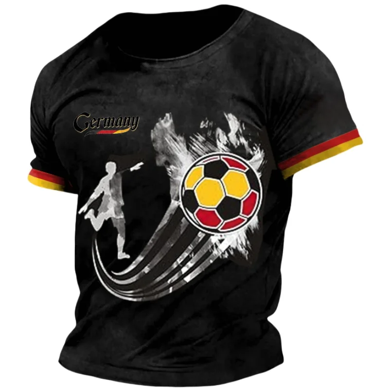 Niemcy t-shirt z nadrukiem dla mężczyzn letnie Niemcy Jersey z okrągłym dekoltem z luźna krótka rękawem Deutschland koszulka sportowa Top odzież