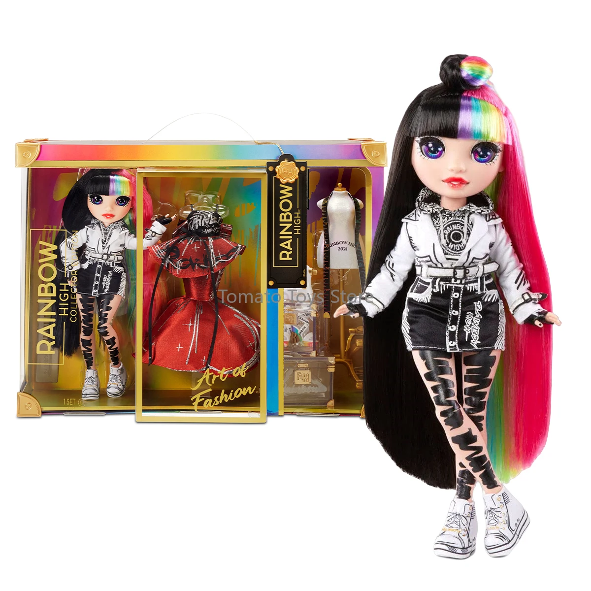 RAINBOW HIGH Fashion Doll with Slime Kit & Mascote Art of Fashion Rainbow Magic Pet and Fashion Accessorie Holiday Birthday Gift