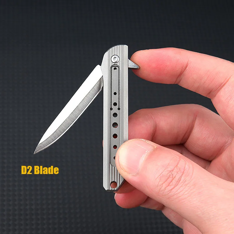 Titanium Alloy Mini Folding Knife D2 Blade With Bottle Opener Sharp EDC Keychain Portable Unboxing Unpacking Express Knife