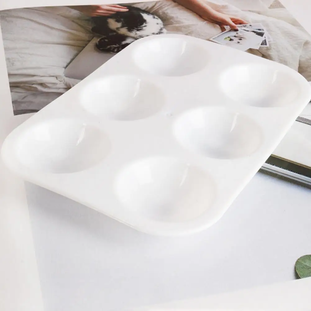 白いプラスチックペイントトレイ,6穴,厚く,アートクラス,DIY,手作り,水彩パレット用,10個