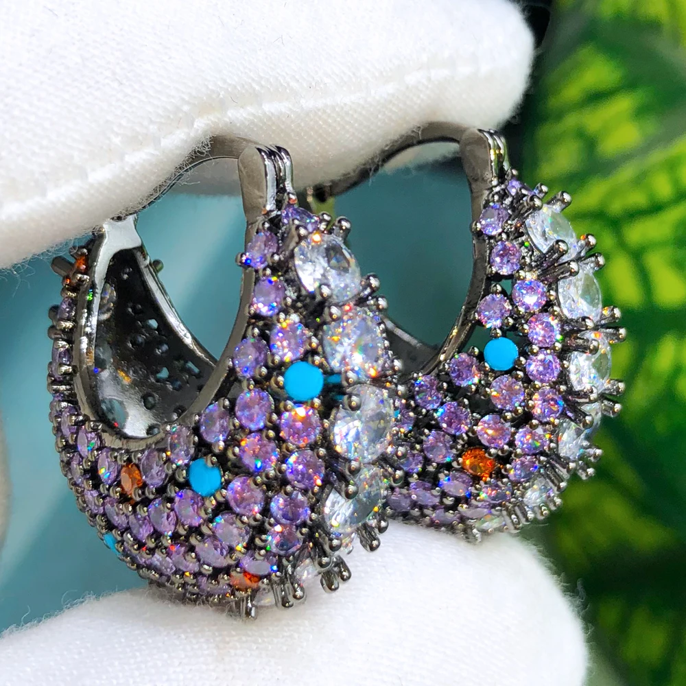 

Missvikki New Original Shiny Hoop Earrings Full Cubic Zirconia for Women Wedding Cute Summer Trendy Earrings High Quality