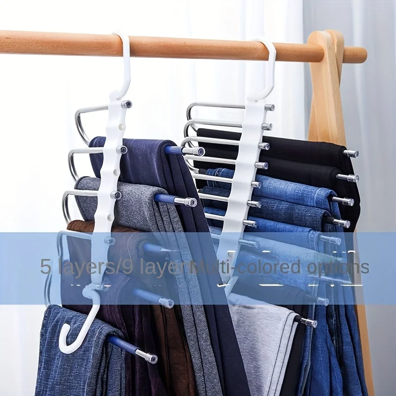 Colgador de pantalones de Metal multicapa para ahorro de espacio, organizador de armario para colgar Jeans, pantalones, bufandas, ayudante de organización