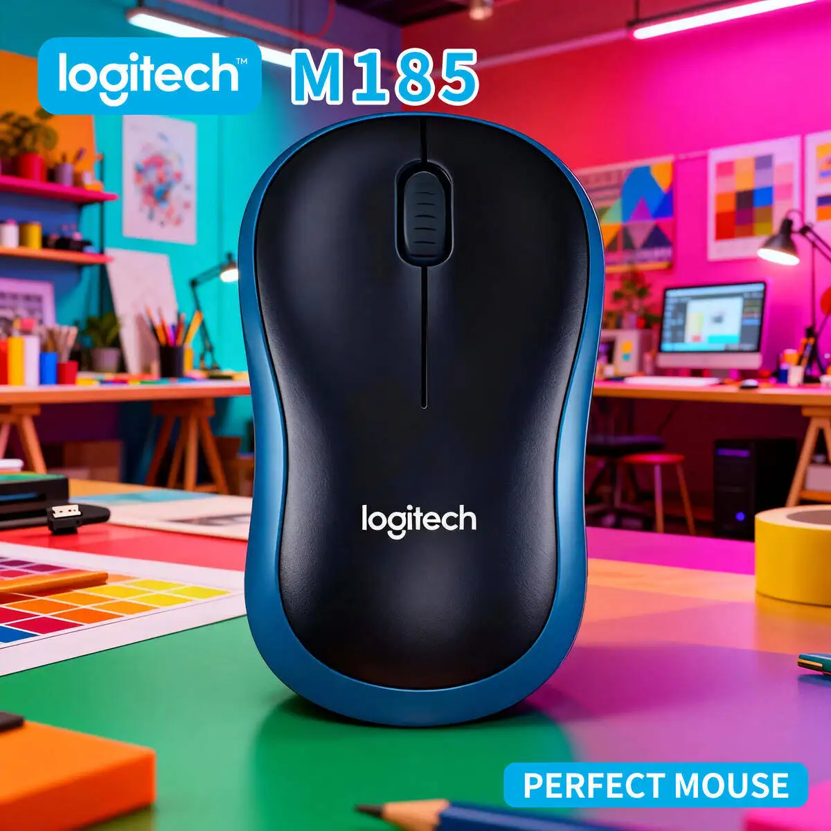 

Беспроводная мышь Logitech M185, 2,4 ГГц, 1000 точек на дюйм, оптическое отслеживание, USB-наноприемник, портативный для офиса, дома, ПК, ноутбука
