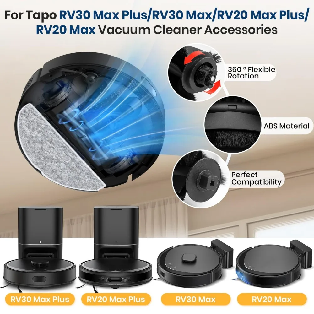 For TP-Link Tapo RV20 Max Plus/RV30 Max Plus Robotic Vacuum Cleaner Replacement Parts Main/Side Brushes Filter Mop Pad Bust Bag