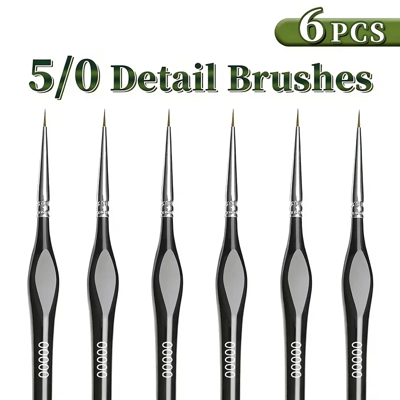 

6Pcs/Set 6mm Miniature Paint Brushes Small Fine Tip Paintbrushes Micro Detail Paint Brush Set Triangular Grip Handles Art Brush