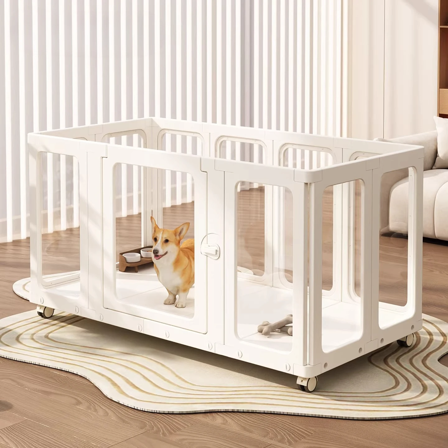 Playpen Dog Fence Safety Door Plastic Folding Privacy Fence Dog Fence Extendable Accessories Barrera Para Mascotas Dog Supplies