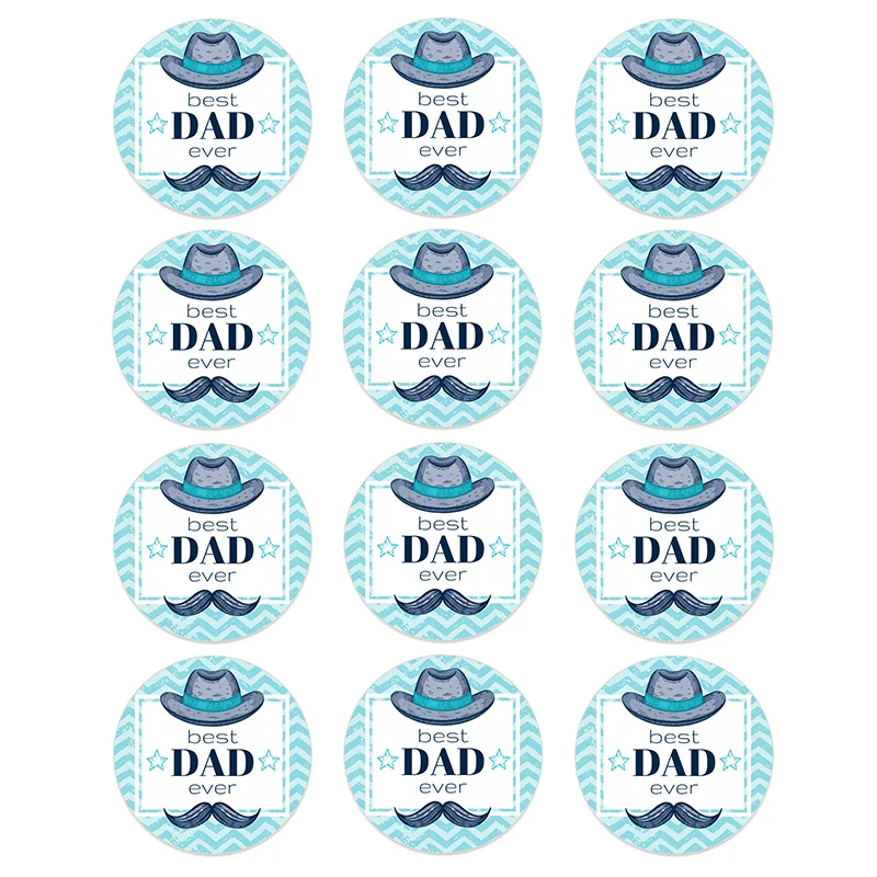 24/48pcs Father\'s Day Best Dad Ever Super DAD Stickers Party Gift Tag Labels Father\'s Day DIY Decoration Stickers Supplies
