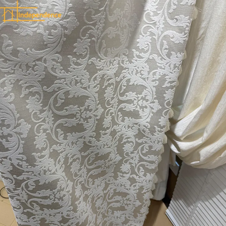 New Champagne Jacquard Patched Curtains for Living Room French Window Window Screen Custom Valance Finished Products