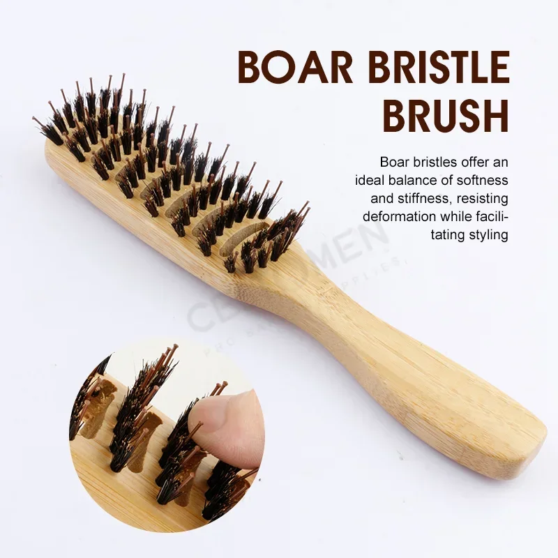 

Barbershop Bristle Bamboo Styling Comb Scalp Massage Hollow Brush Hairdressing Backbone Combs Women Men Salon Hairdresser Tools