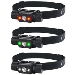 Headlamp Rechargeable Super Bright LED Headlight IPX6 Waterproof Flashlight Head Light Searchlight White Green Light