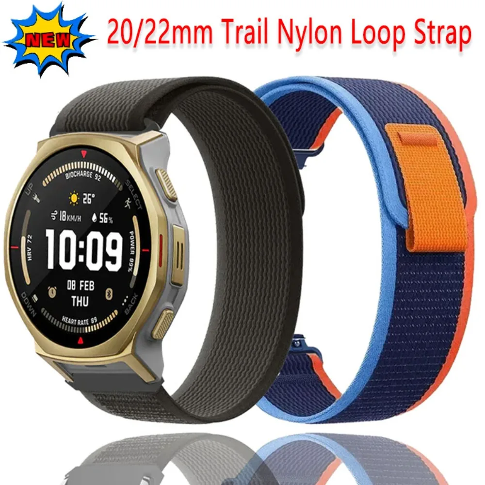 

20mm 22mm Trail Nylon Loop Strap For Amazfit T-REX3 Pro Bracelet Wristband For Amazfit Helio Balance 2-1/Bip 6-5/Active 3-2 Max