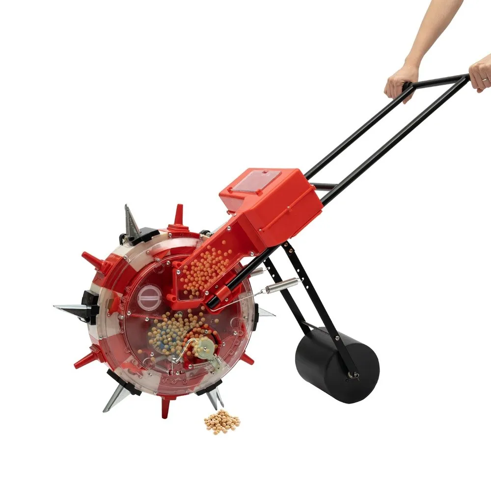 Manual Seeder Hand Push Garden Seeder Garden Push Seeder Walk Behind Row Crop Planter Roller Seeding and Fertilizer