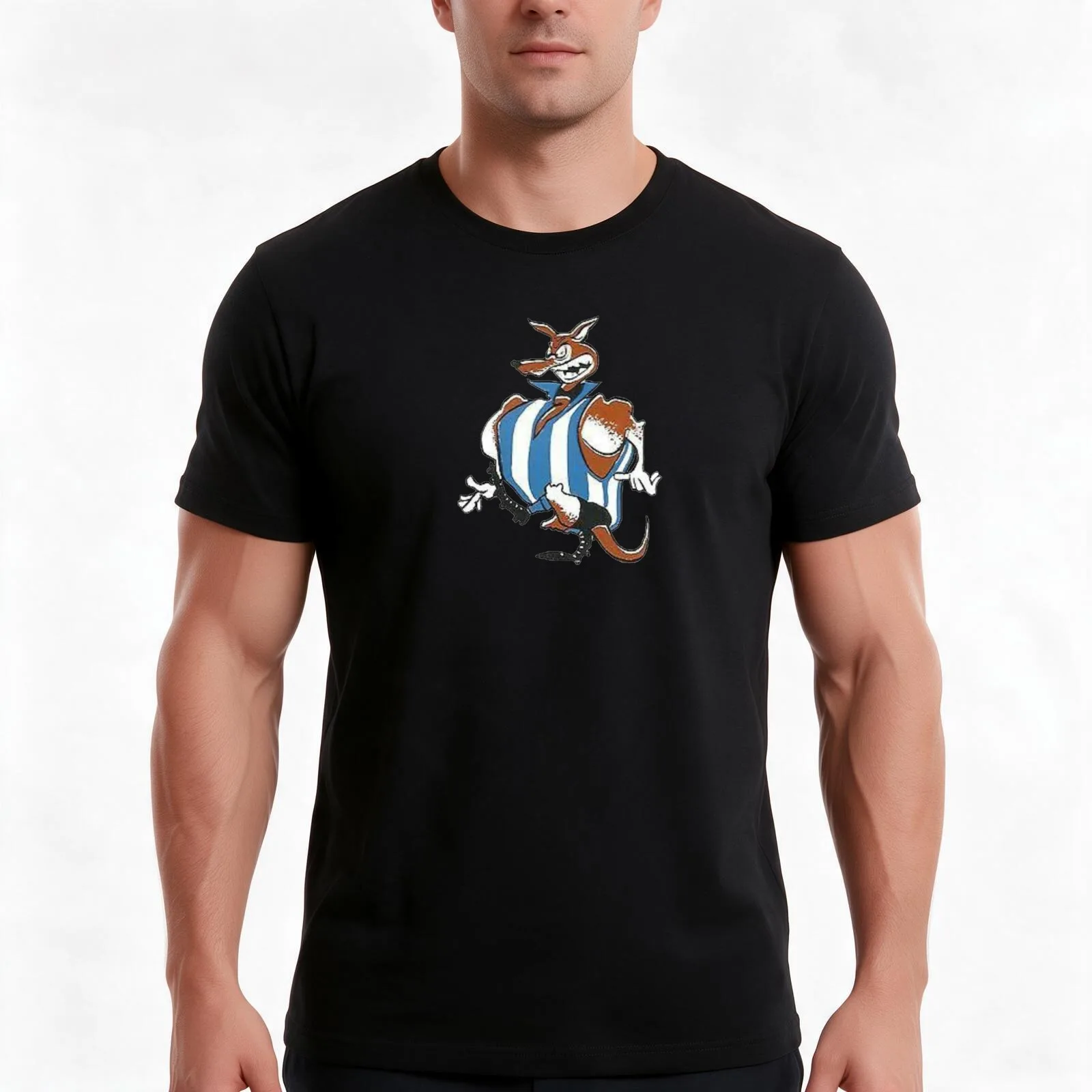 North Melbourne Kangaroos Retro T-Shirt, Summer Casual Cotton Tee, Oversized Streetwear Tops, Vintage Graphic Print, 100% Cotton