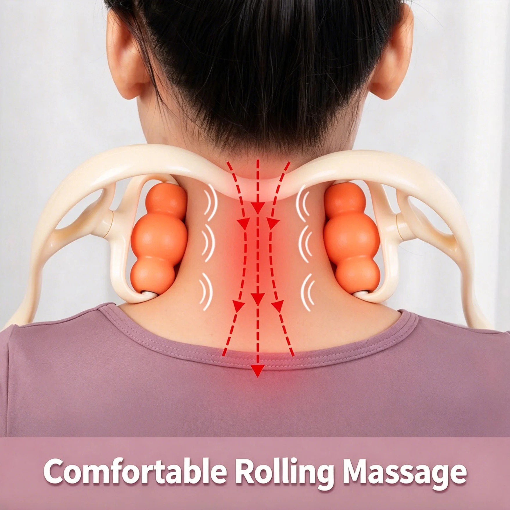 Handheld Neck Roller Massager 360° Rotatable Silicone Massage Balls Deep Tissue Neck Portable Self Massage Tool for Home Office