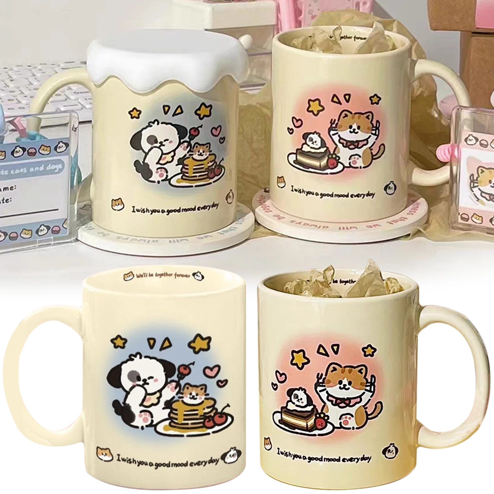 Wish You Good Mood Everyday Mug Cartoon Animal Ceramic Coffee Tea Mug For Home/Office