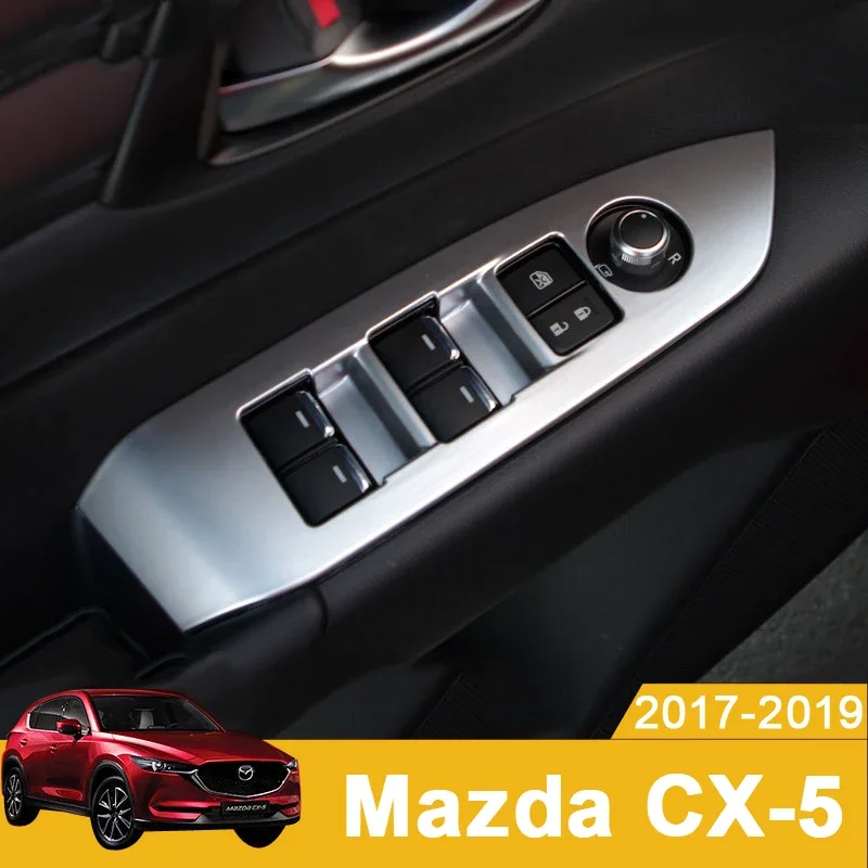

Car Interior Door Armrest Panel Window Switch Lift Buttons Cover Trim Sticker For MAZDA CX-5 CX5 CX 5 2017-2021 2022 Accessories